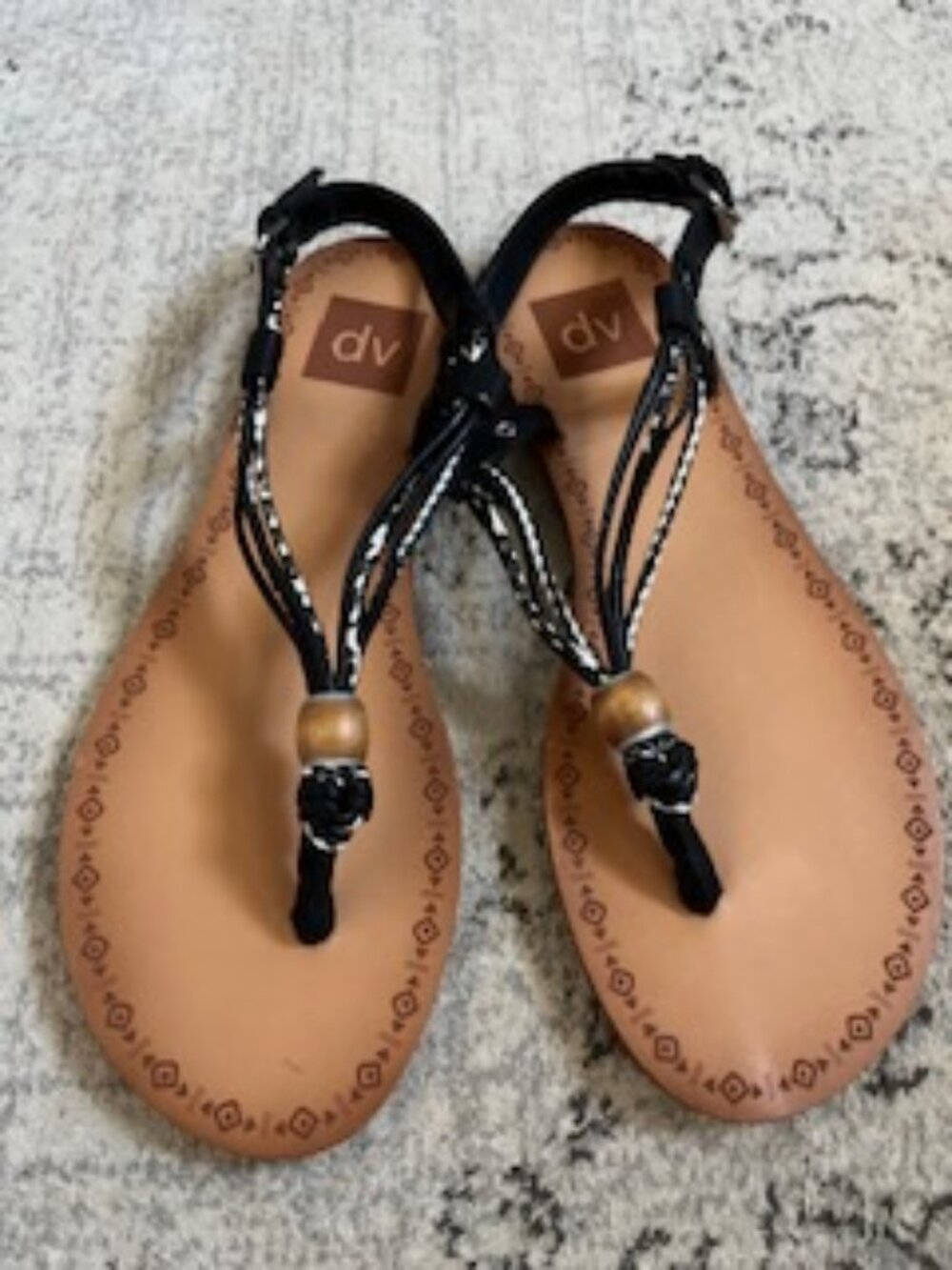 🧡3/$15 NWOT DV by Dolce Vita Thong Sandals Black Strappy Detailing Women's 7.5